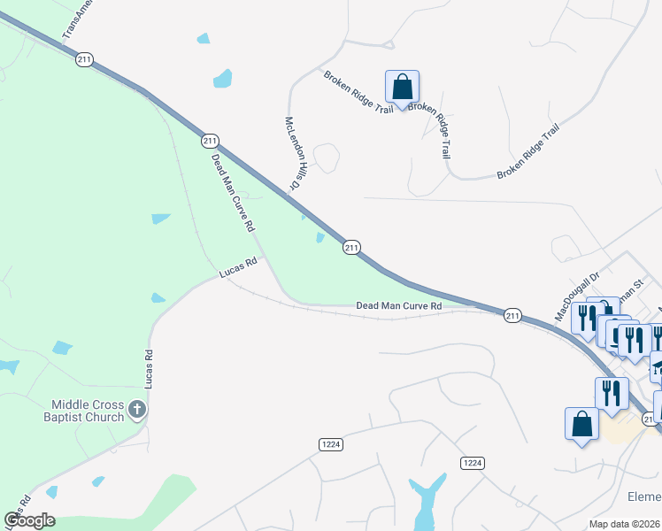 map of restaurants, bars, coffee shops, grocery stores, and more near in Seven Lakes