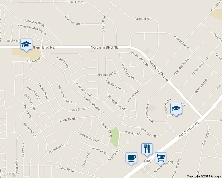 map of restaurants, bars, coffee shops, grocery stores, and more near 4615 Aquamarine Dr NE in Rio Rancho