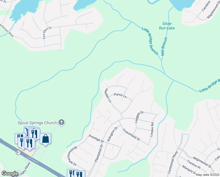 map of restaurants, bars, coffee shops, grocery stores, and more near 316 Hayden Lane in Cameron