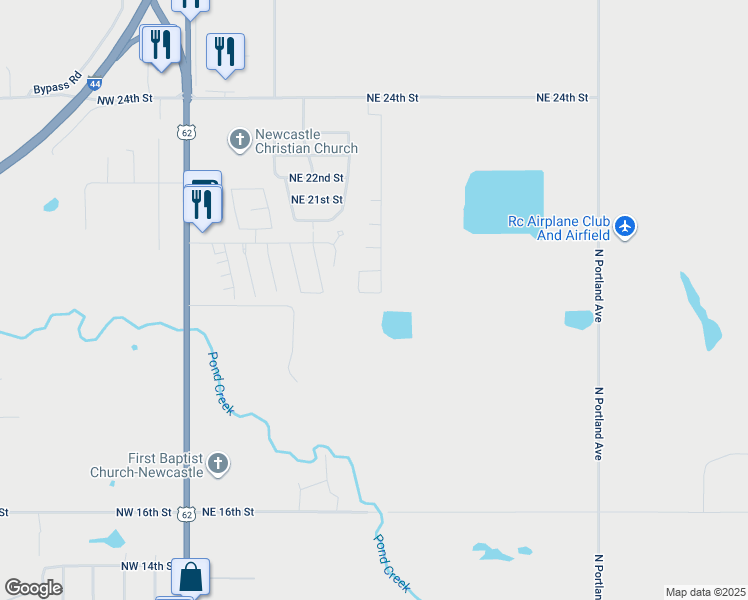 map of restaurants, bars, coffee shops, grocery stores, and more near 704 Northeast 19th Street in Newcastle