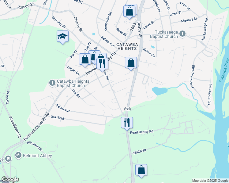 map of restaurants, bars, coffee shops, grocery stores, and more near 312 Beaty Road in Belmont