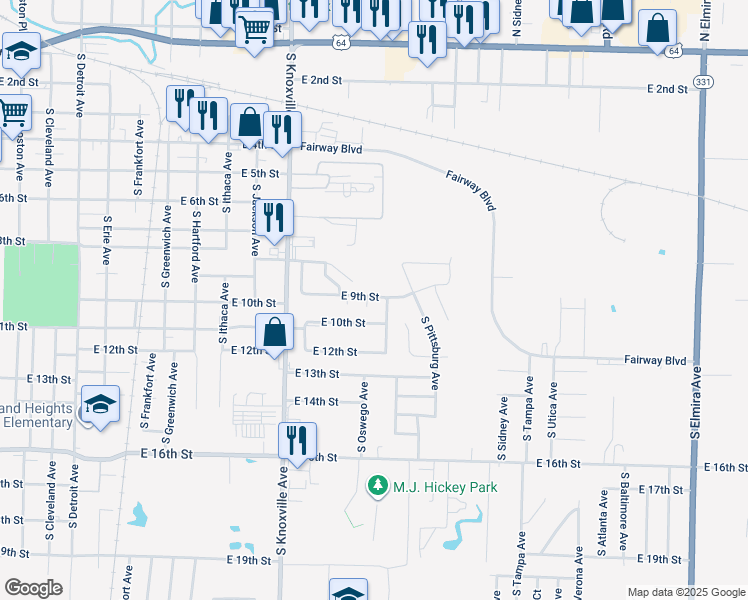 map of restaurants, bars, coffee shops, grocery stores, and more near 1126 East 9th Street in Russellville