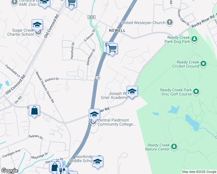 map of restaurants, bars, coffee shops, grocery stores, and more near in Charlotte