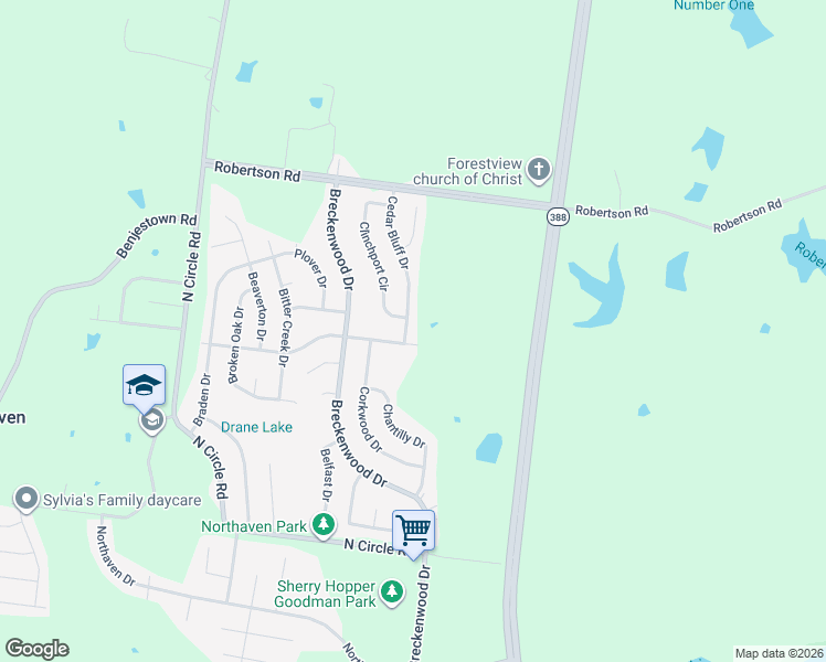 map of restaurants, bars, coffee shops, grocery stores, and more near 5264 Cedar Bluff Drive in Memphis