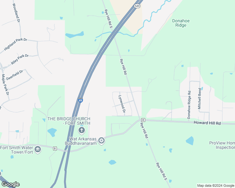 map of restaurants, bars, coffee shops, grocery stores, and more near 12101 Lynwood Drive in Fort Smith