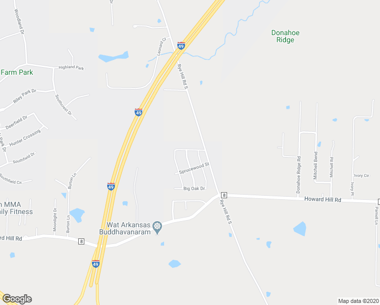 map of restaurants, bars, coffee shops, grocery stores, and more near 12101 Lynwood Drive in Fort Smith