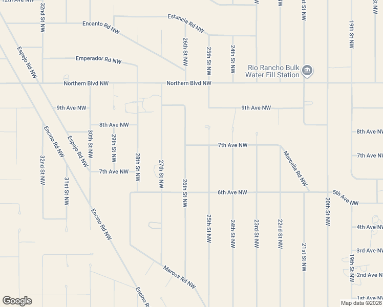 map of restaurants, bars, coffee shops, grocery stores, and more near 26th Street Northwest in Rio Rancho