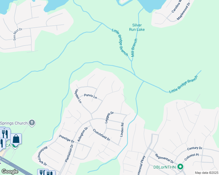 map of restaurants, bars, coffee shops, grocery stores, and more near 35 Spindale Place in Cameron