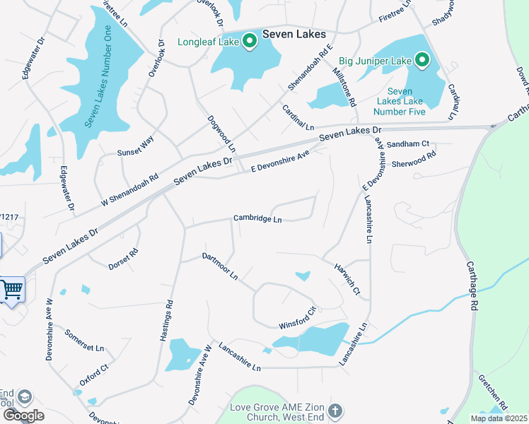 map of restaurants, bars, coffee shops, grocery stores, and more near 123 Cambridge Lane in West End