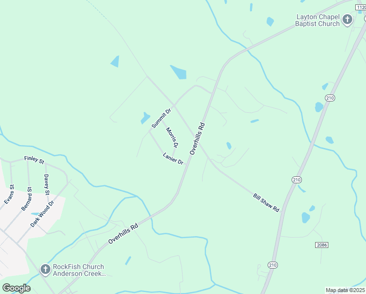 map of restaurants, bars, coffee shops, grocery stores, and more near 4302 Overhills Road in Spring Lake