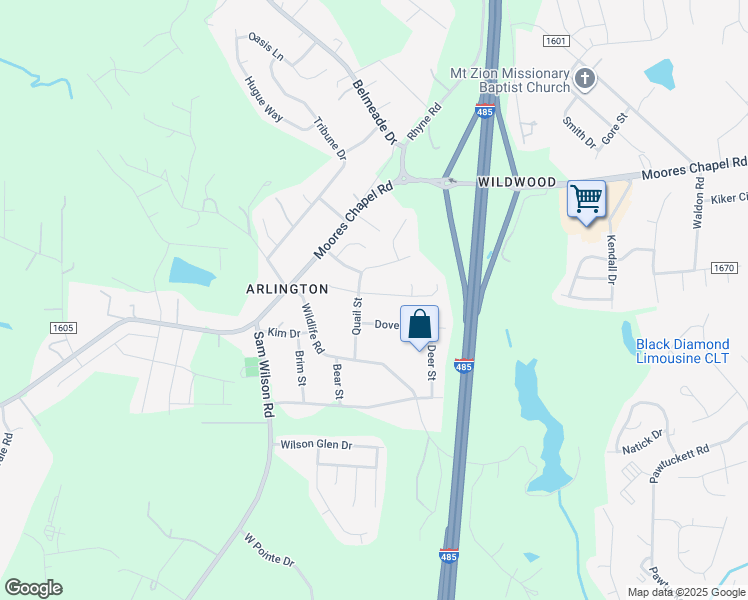 map of restaurants, bars, coffee shops, grocery stores, and more near 2012 Pheasant Glen Road in Charlotte