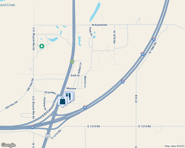 map of restaurants, bars, coffee shops, grocery stores, and more near 114 Park Drive in Sayre