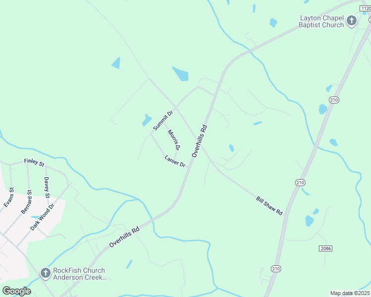 map of restaurants, bars, coffee shops, grocery stores, and more near 4302 Overhills Road in Spring Lake