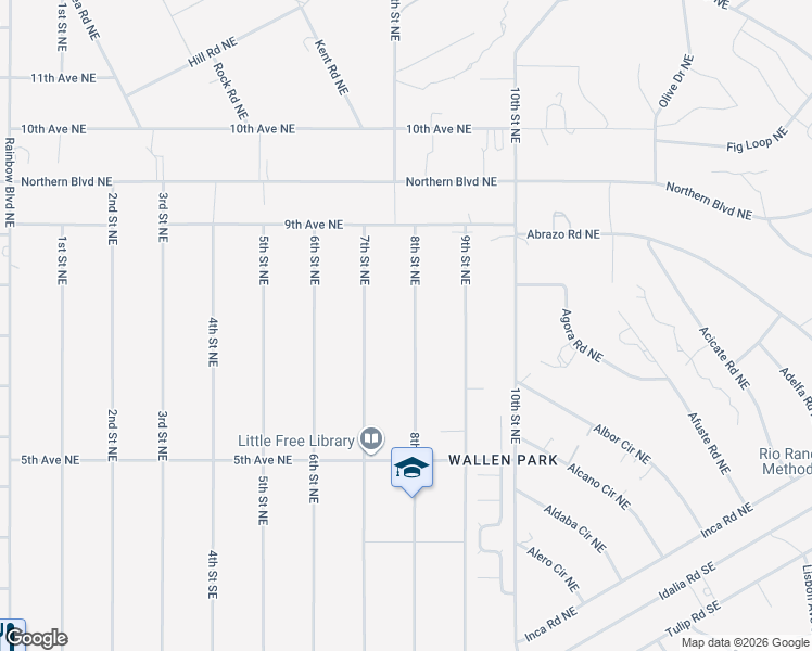map of restaurants, bars, coffee shops, grocery stores, and more near 625 8th Street Northeast in Rio Rancho