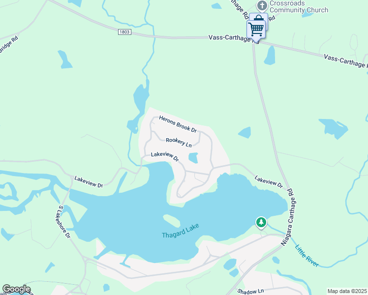 map of restaurants, bars, coffee shops, grocery stores, and more near 742 Rookery Lane in Whispering Pines