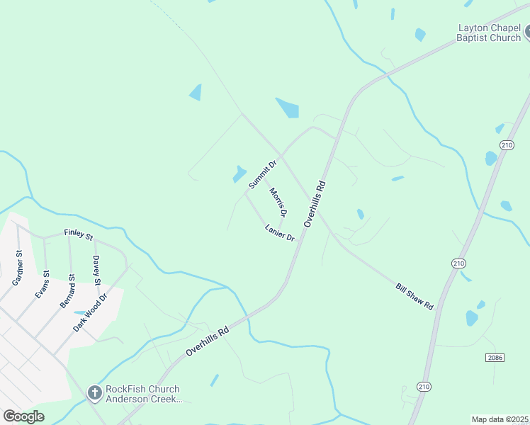 map of restaurants, bars, coffee shops, grocery stores, and more near Lanier Drive in Harnett County