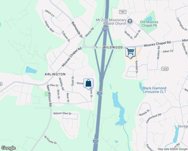 map of restaurants, bars, coffee shops, grocery stores, and more near 2138 Pheasant Glen Road in Charlotte