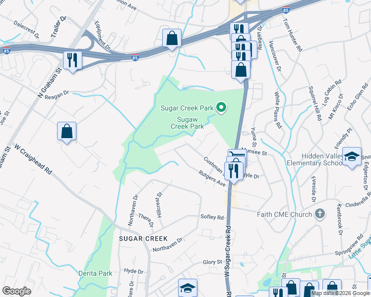 map of restaurants, bars, coffee shops, grocery stores, and more near in Charlotte