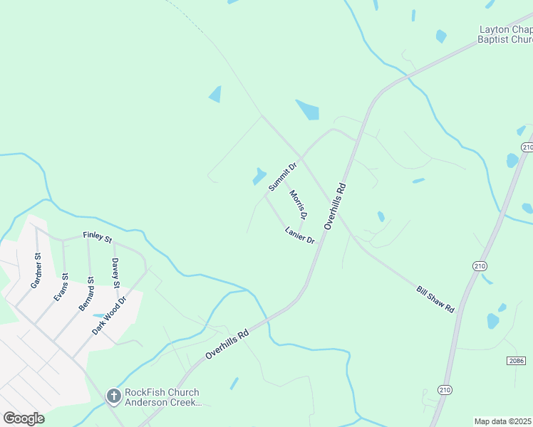 map of restaurants, bars, coffee shops, grocery stores, and more near Lanier Drive in Harnett County
