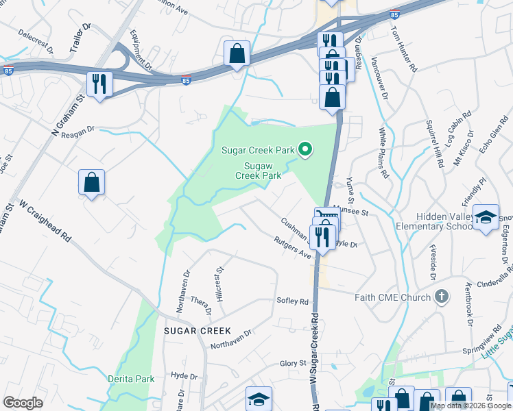 map of restaurants, bars, coffee shops, grocery stores, and more near in Charlotte