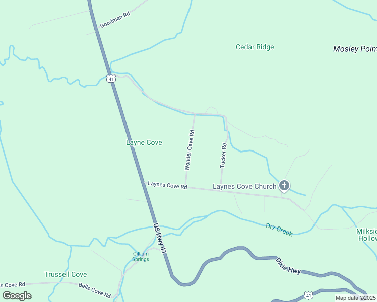 map of restaurants, bars, coffee shops, grocery stores, and more near Wonder Cave Road in Grundy County