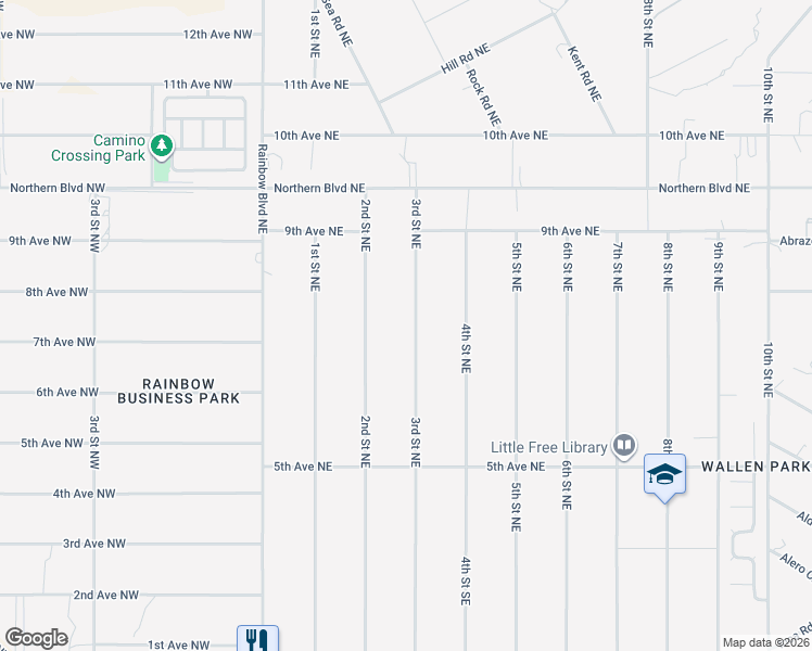 map of restaurants, bars, coffee shops, grocery stores, and more near 701 3rd Street Northeast in Rio Rancho