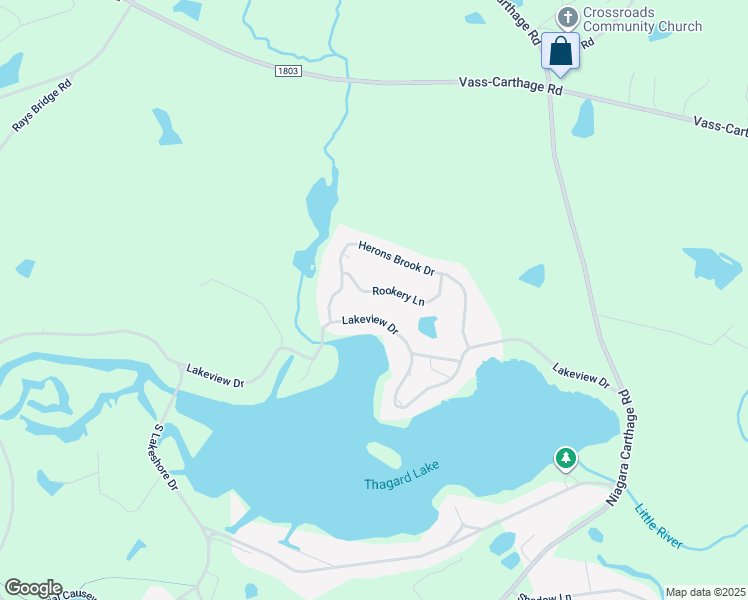 map of restaurants, bars, coffee shops, grocery stores, and more near 718 Rookery Lane in Whispering Pines