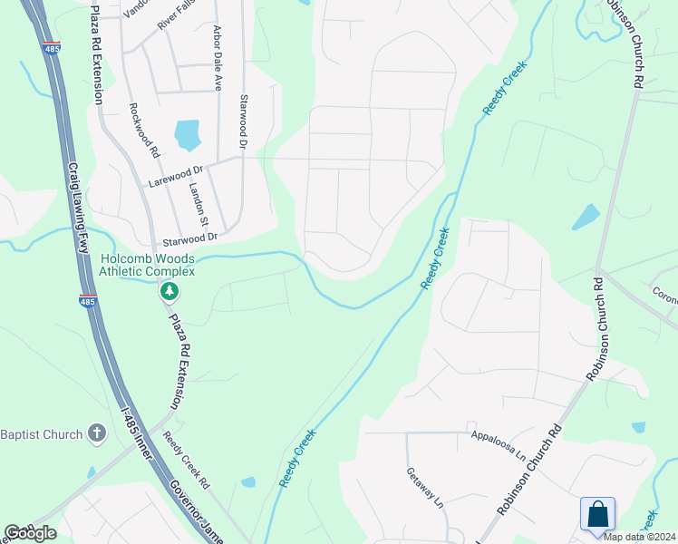 map of restaurants, bars, coffee shops, grocery stores, and more near 10413 Paper Birch Drive in Charlotte