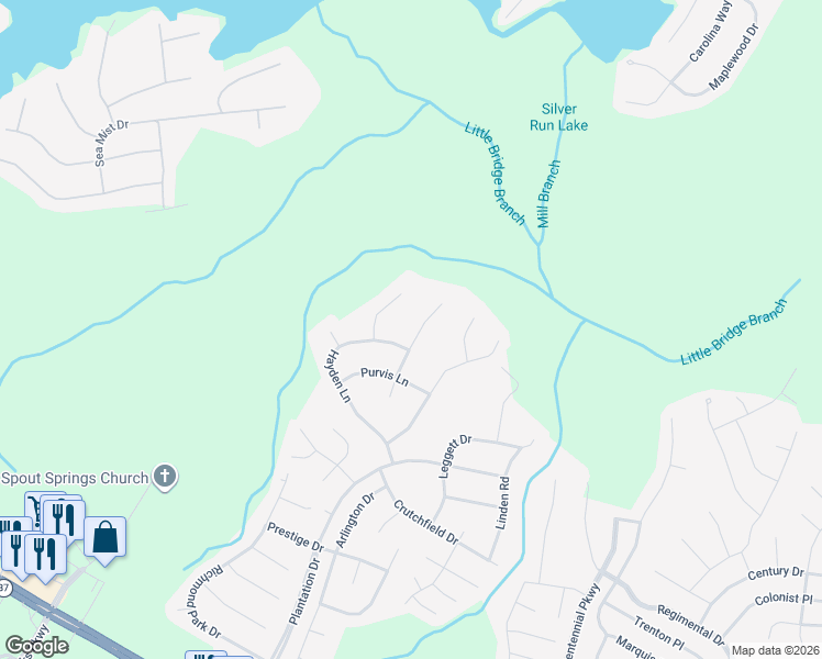 map of restaurants, bars, coffee shops, grocery stores, and more near 102 Hester Place in Cameron