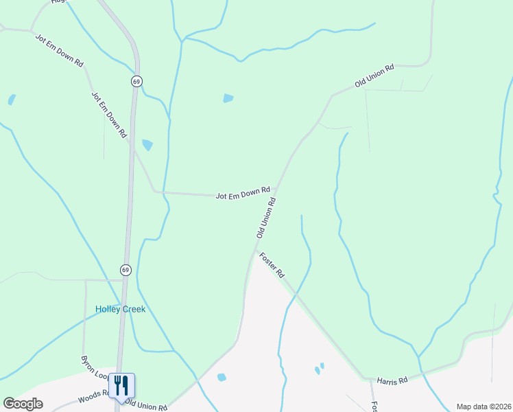 map of restaurants, bars, coffee shops, grocery stores, and more near 75 Jot Em Down Road in Adamsville