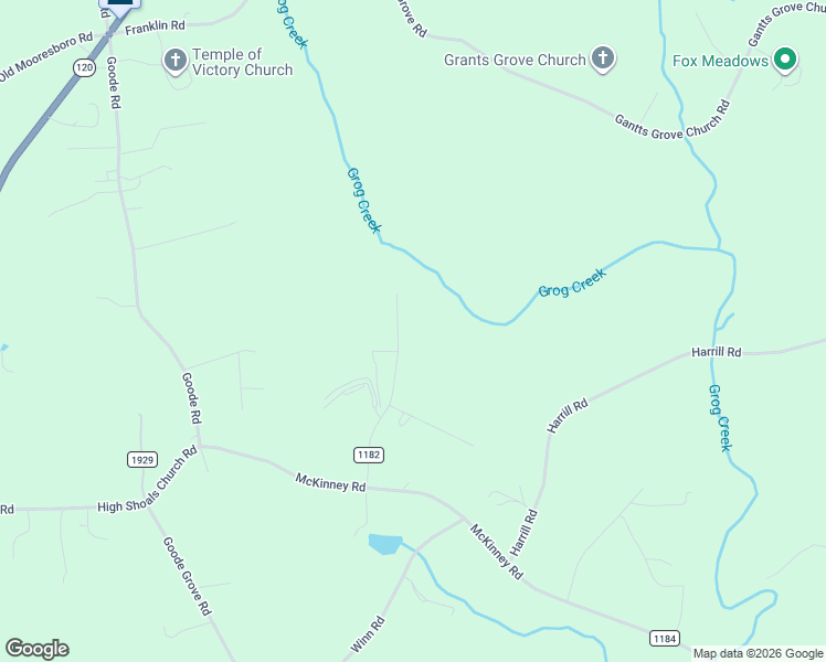 map of restaurants, bars, coffee shops, grocery stores, and more near 36 Goode Road in Mooresboro