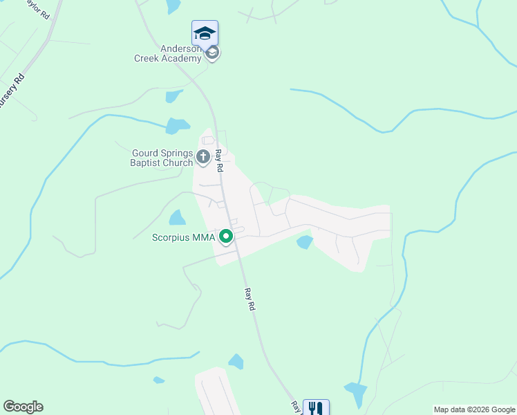 map of restaurants, bars, coffee shops, grocery stores, and more near 102 Timber Skip Drive in Spring Lake