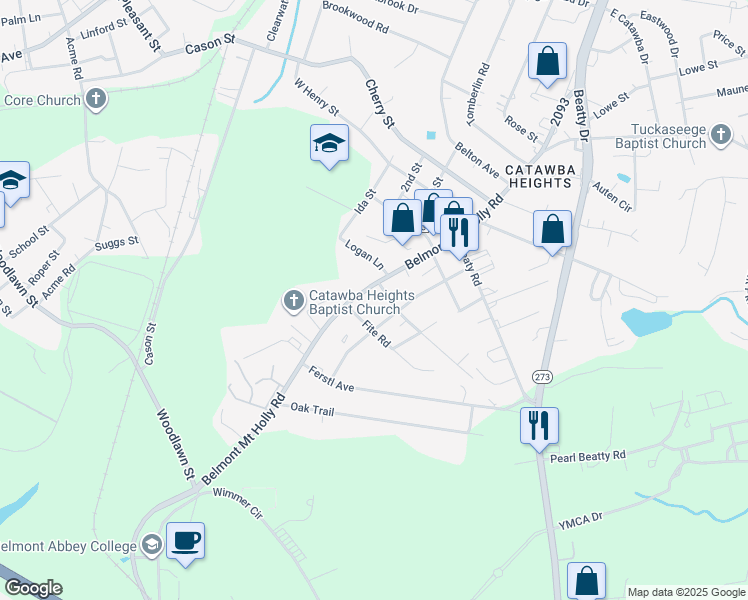 map of restaurants, bars, coffee shops, grocery stores, and more near 304 Smith Street in Belmont