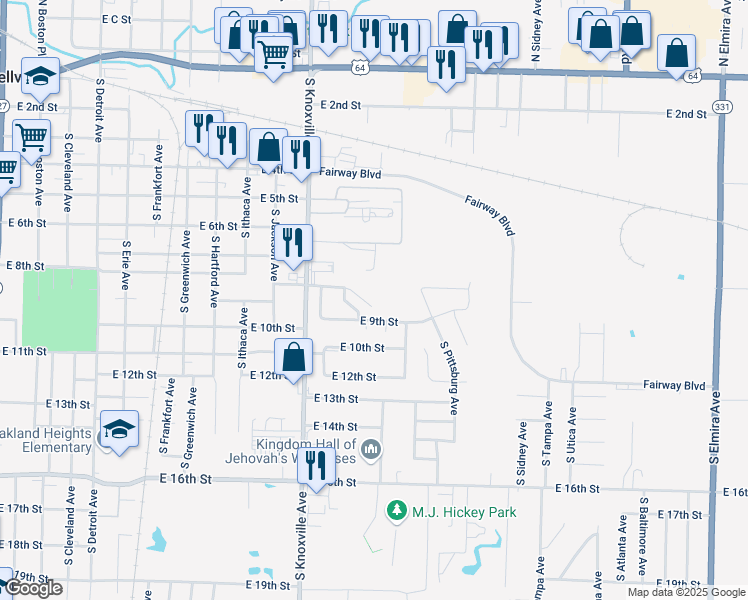 map of restaurants, bars, coffee shops, grocery stores, and more near 1301 East 8th Street in Russellville