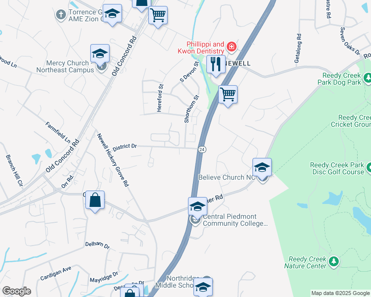 map of restaurants, bars, coffee shops, grocery stores, and more near 2122 Shorthorn Street in Charlotte