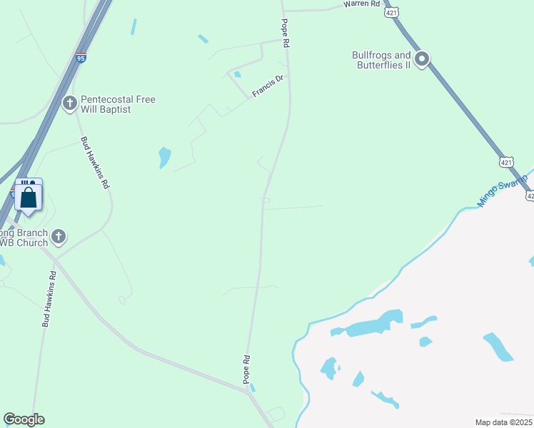 map of restaurants, bars, coffee shops, grocery stores, and more near 1335 Joe Pope Road in Dunn