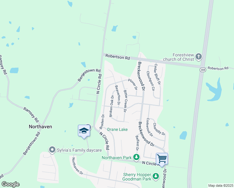 map of restaurants, bars, coffee shops, grocery stores, and more near 5293 Beaverton Drive in Memphis