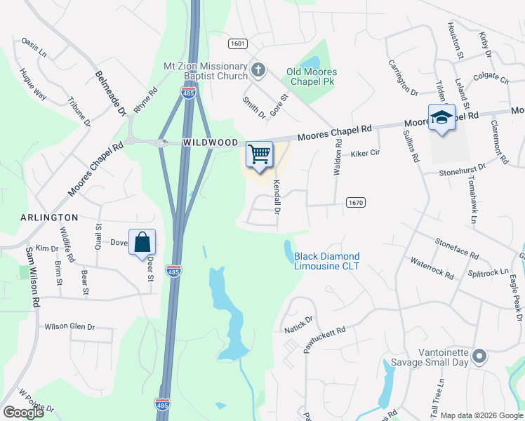 map of restaurants, bars, coffee shops, grocery stores, and more near in Charlotte