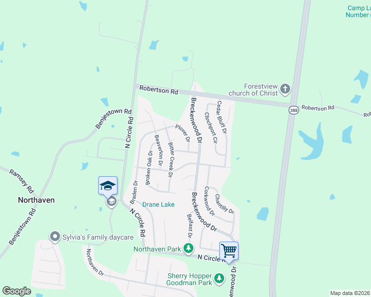 map of restaurants, bars, coffee shops, grocery stores, and more near 823 Bitter Creek Cove in Memphis