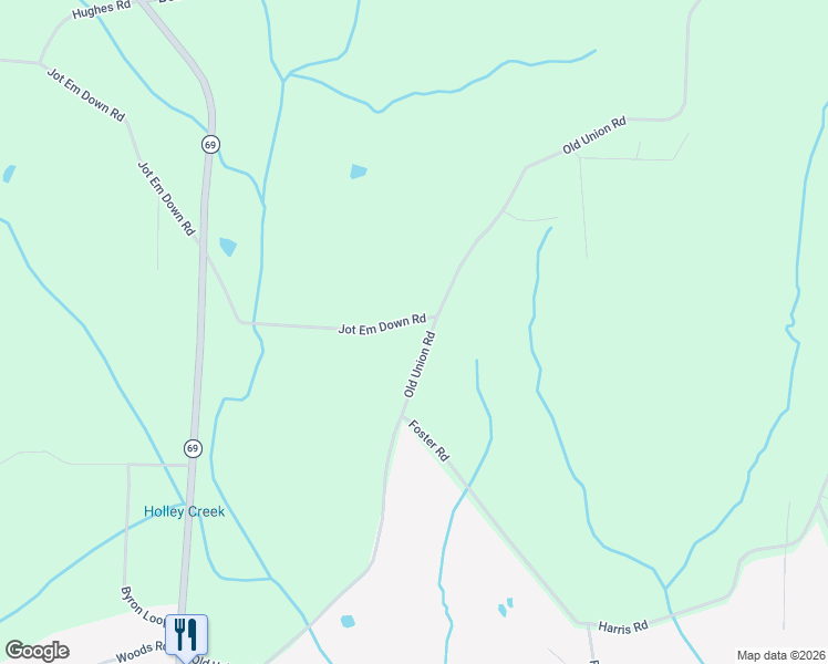 map of restaurants, bars, coffee shops, grocery stores, and more near 75 Jot Em Down Road in Adamsville