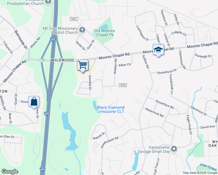 map of restaurants, bars, coffee shops, grocery stores, and more near in Charlotte