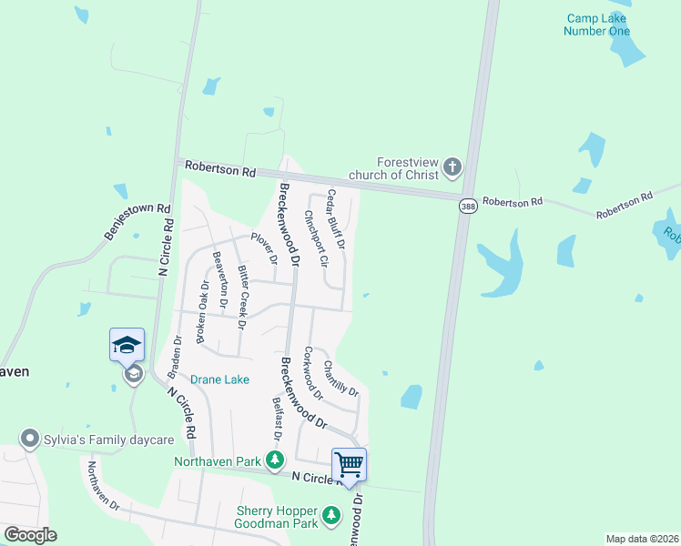 map of restaurants, bars, coffee shops, grocery stores, and more near 5310 Cedar Bluff Drive in Memphis