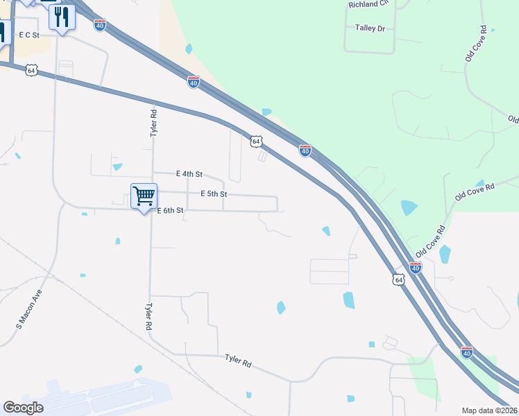 map of restaurants, bars, coffee shops, grocery stores, and more near 3800 E 5th St in Russellville