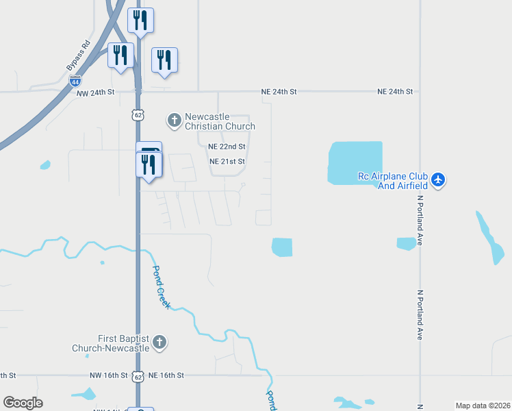 map of restaurants, bars, coffee shops, grocery stores, and more near 696 Northeast 20th Street in Newcastle