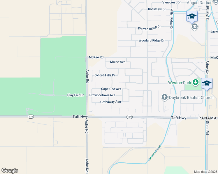 map of restaurants, bars, coffee shops, grocery stores, and more near 6213 Thorton Avenue in Bakersfield