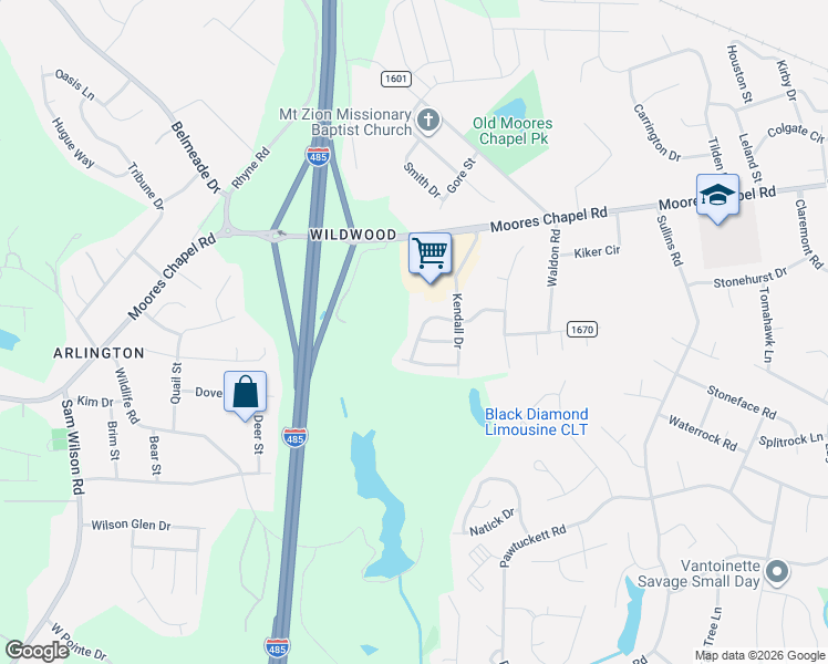 map of restaurants, bars, coffee shops, grocery stores, and more near 8717 Longnor Street in Charlotte