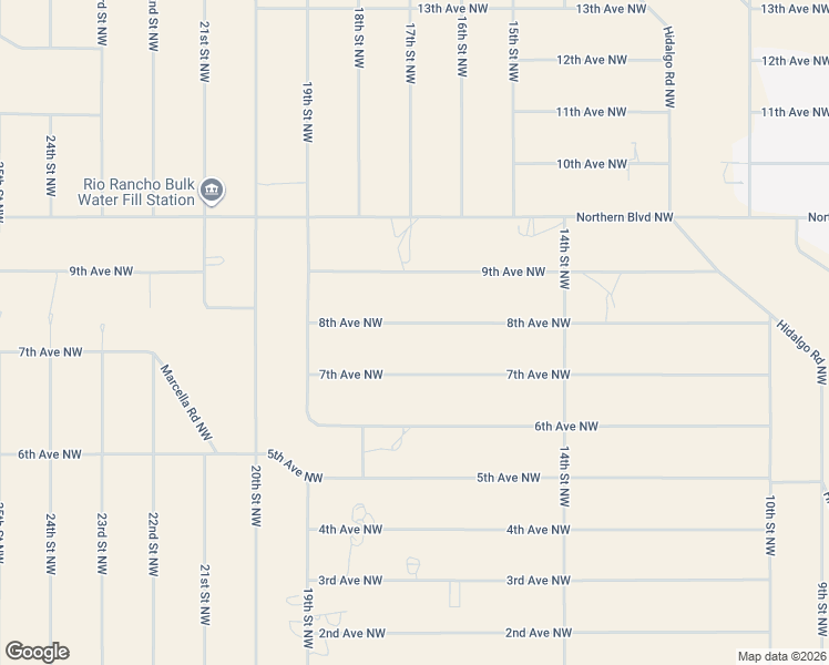 map of restaurants, bars, coffee shops, grocery stores, and more near 1605 8th Street Northwest in Albuquerque