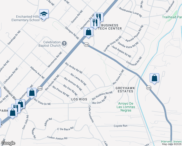 map of restaurants, bars, coffee shops, grocery stores, and more near 5901 Rio Salado Loop Northeast in Rio Rancho