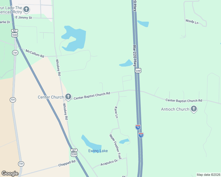 map of restaurants, bars, coffee shops, grocery stores, and more near 307 Center Baptist Church Road in Jackson Springs