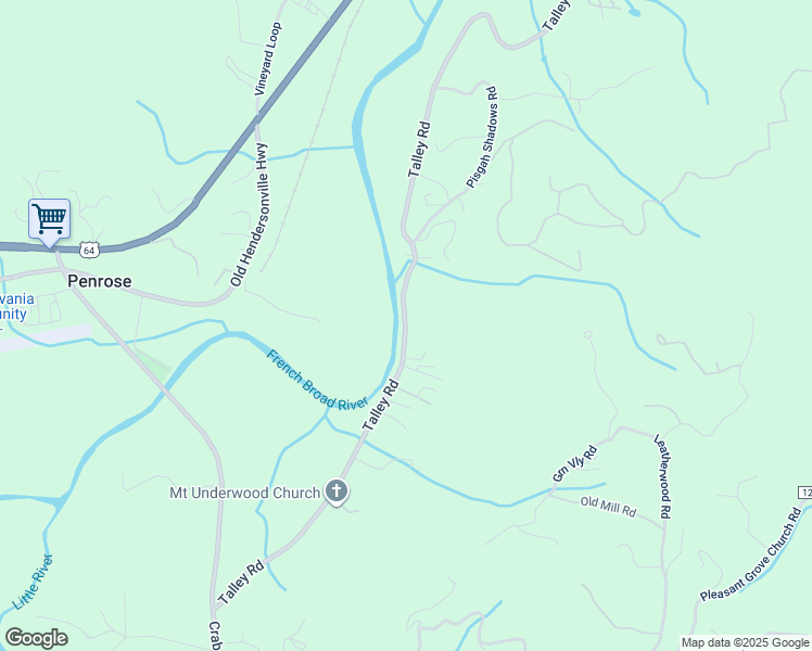map of restaurants, bars, coffee shops, grocery stores, and more near 710 Talley Road in Hendersonville